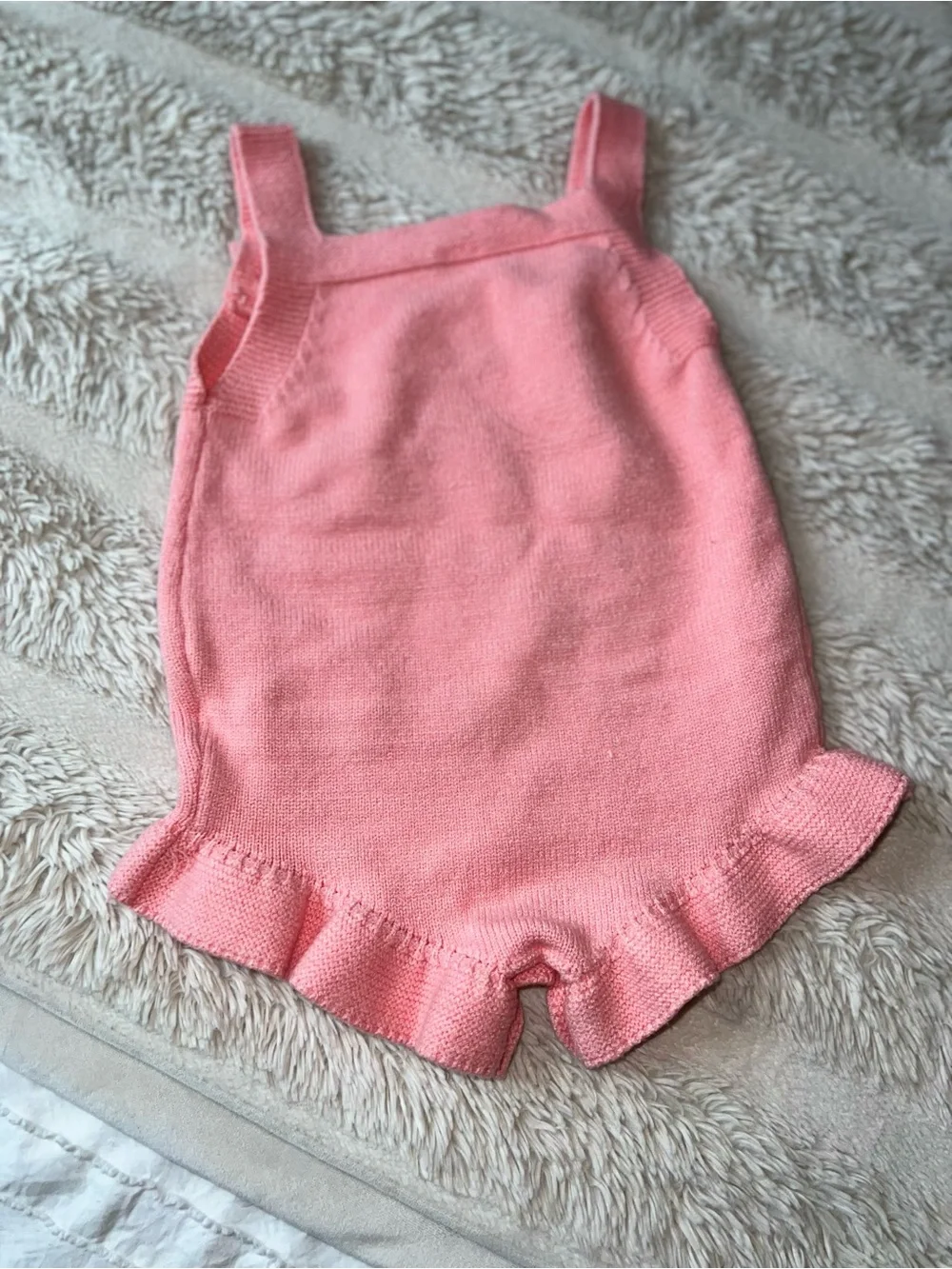 1/2 Birthday Pink Knit Baby Romper with Embroidered Sprinkles